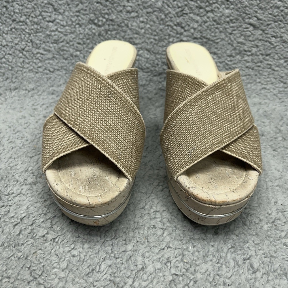 Donald J Pliner Dani Wedge Sandals Womens 6.5 M Beige Platform Stretch Straps - Picture 2 of 10